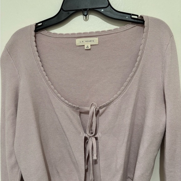 La Hearts Women's Light Purple Tie-Front Crop Top - Picture 2 of 5